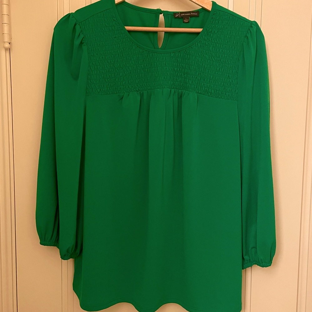 New without tags! Adrianna Papell Smocked-yolk blouse